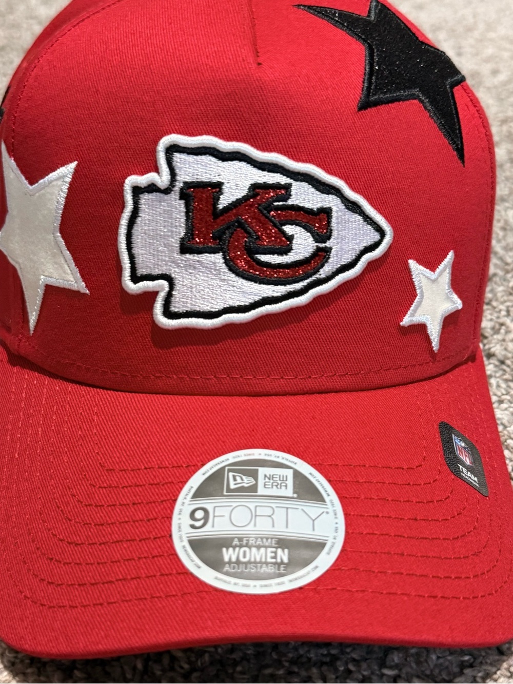 New Era Kansas City Chiefs Glitter Stardom A-Frame 9Forty Adjustable Hat - Picture 4 of 8